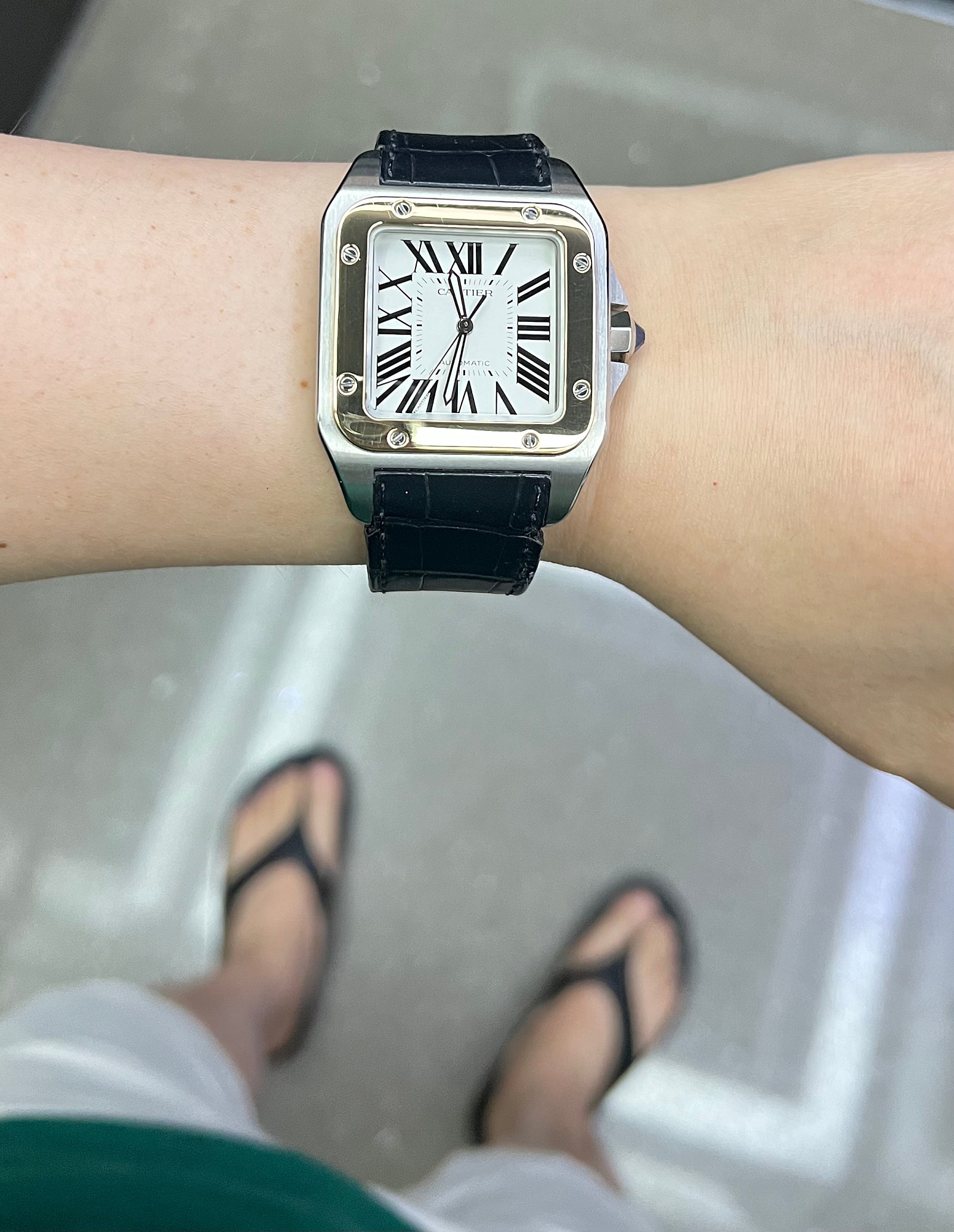 Santos 100 41.3  Stainless Steel / Yellow Gold 이미지 12