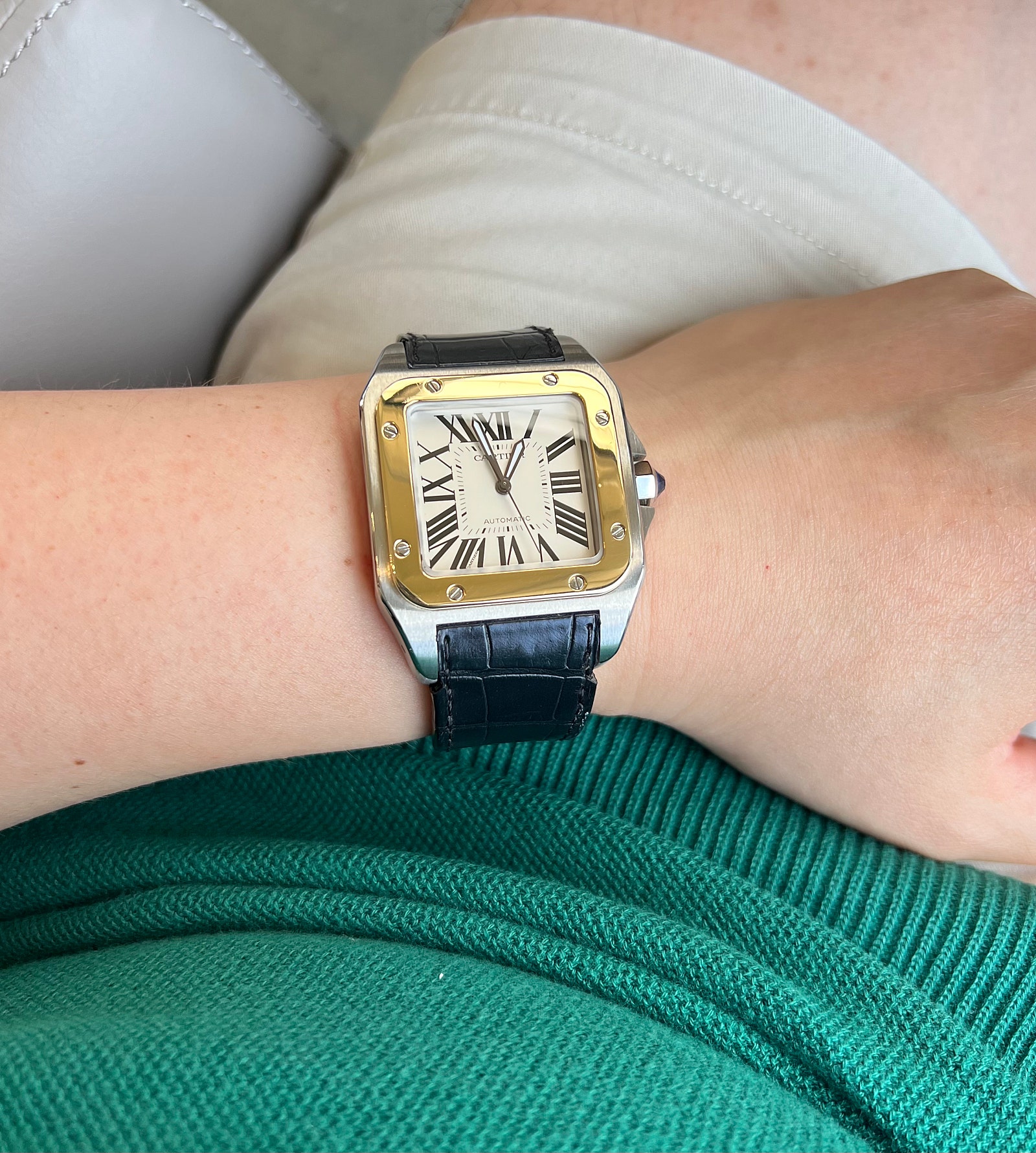 Santos 100 41.3  Stainless Steel / Yellow Gold 이미지 15