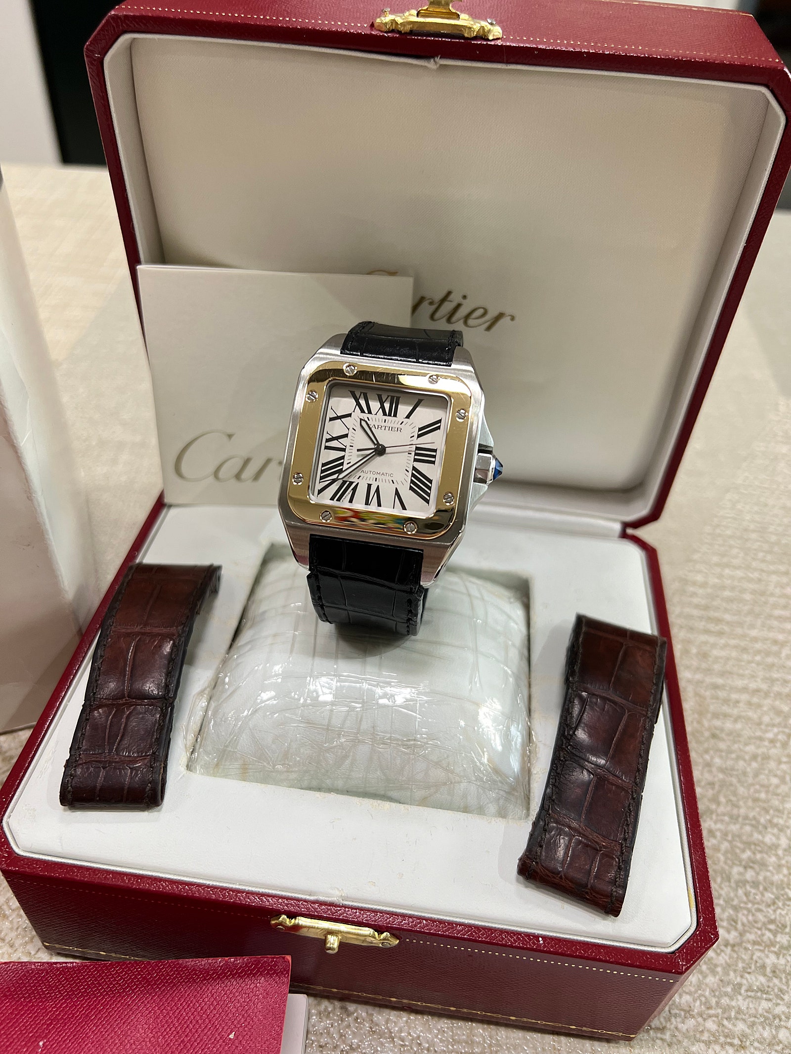 Santos 100 41.3  Stainless Steel / Yellow Gold 이미지 16