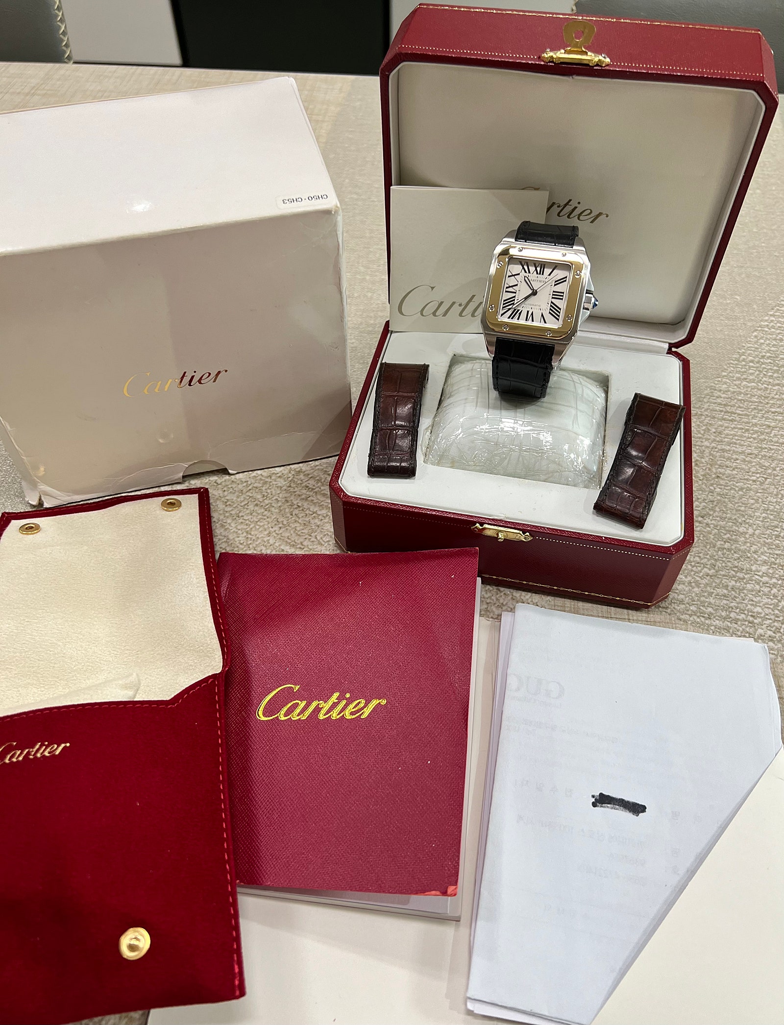 Santos 100 41.3  Stainless Steel / Yellow Gold 이미지 17