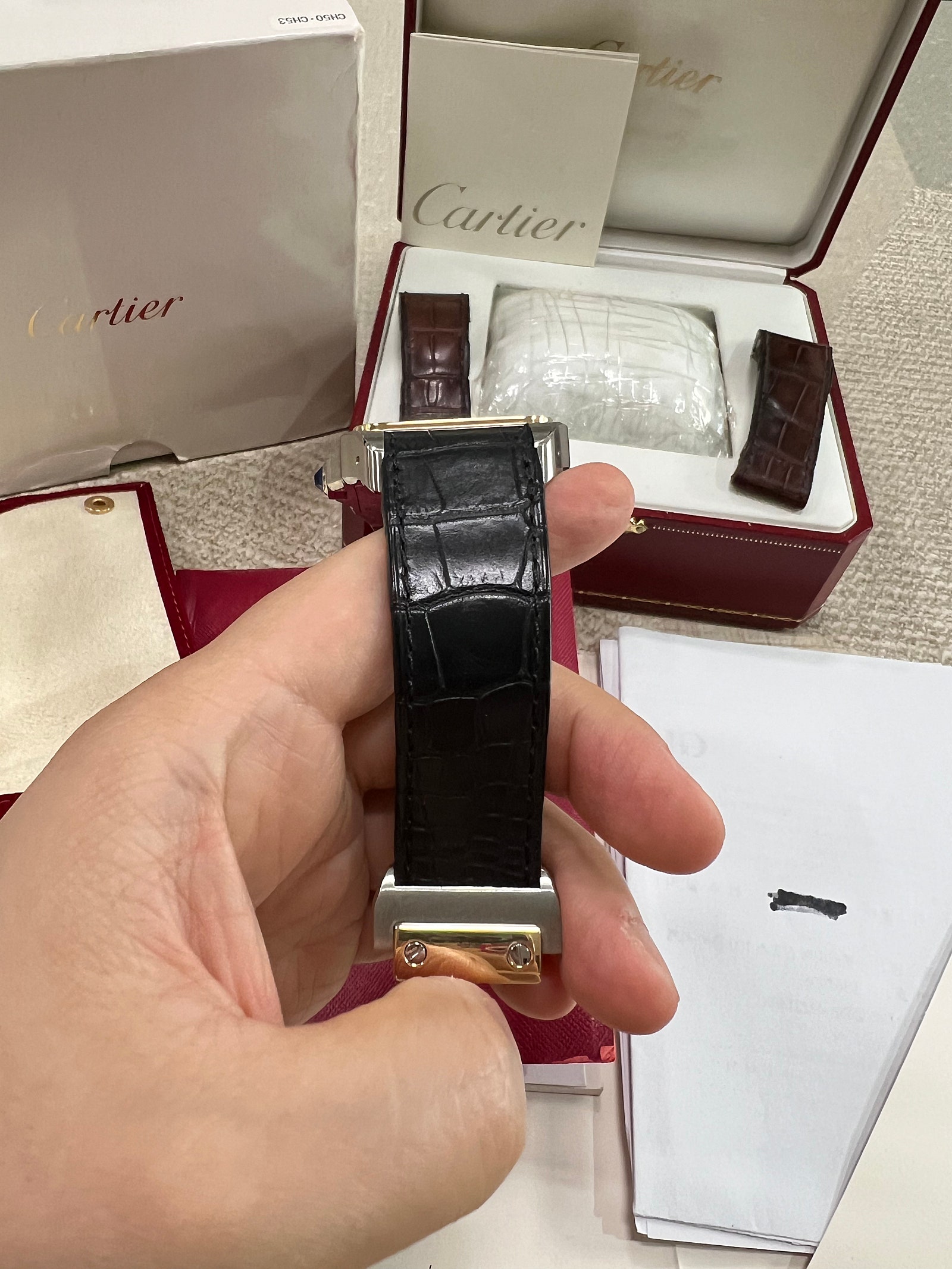 Santos 100 41.3  Stainless Steel / Yellow Gold 이미지 5