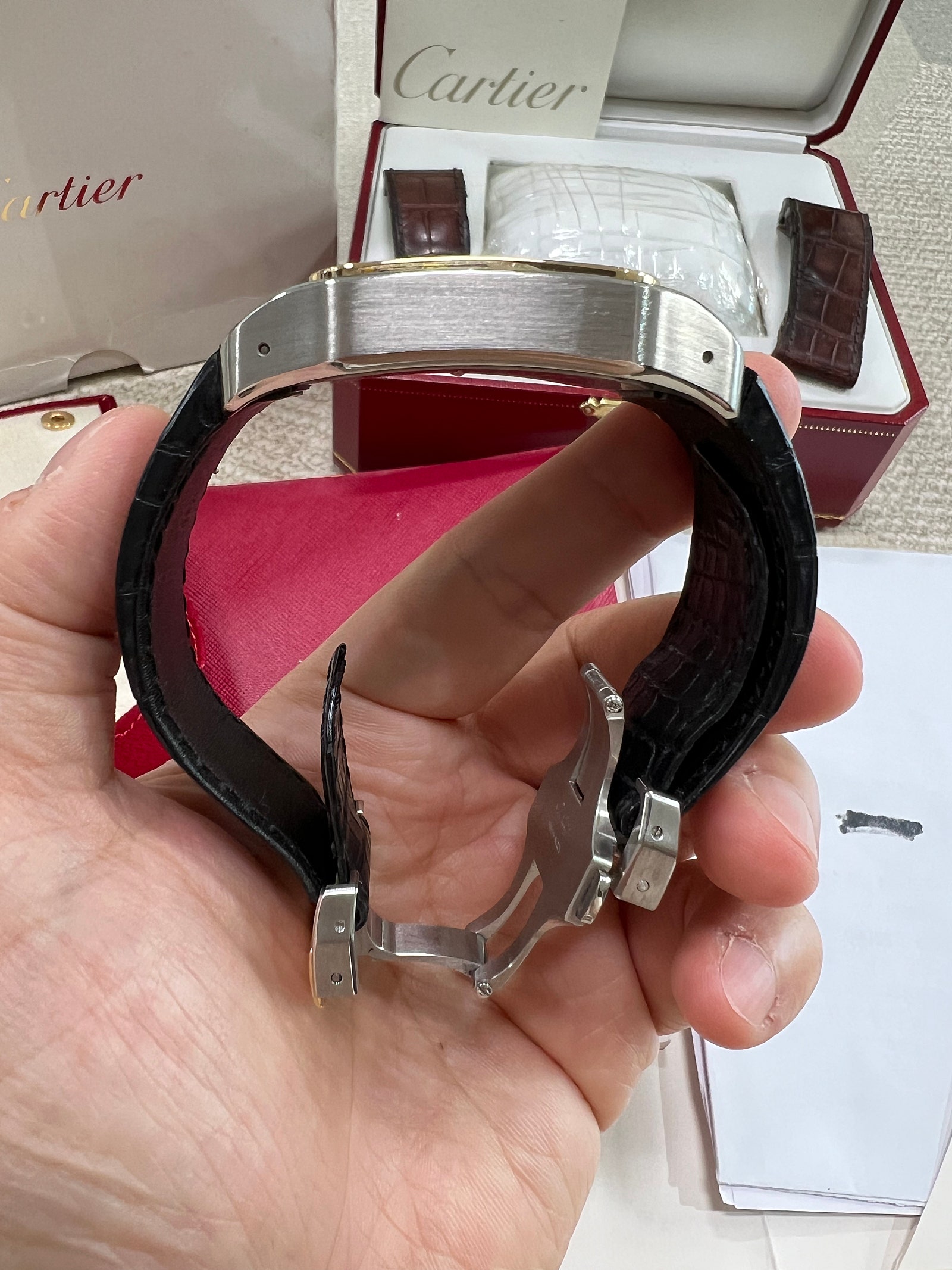 Santos 100 41.3  Stainless Steel / Yellow Gold 이미지 7