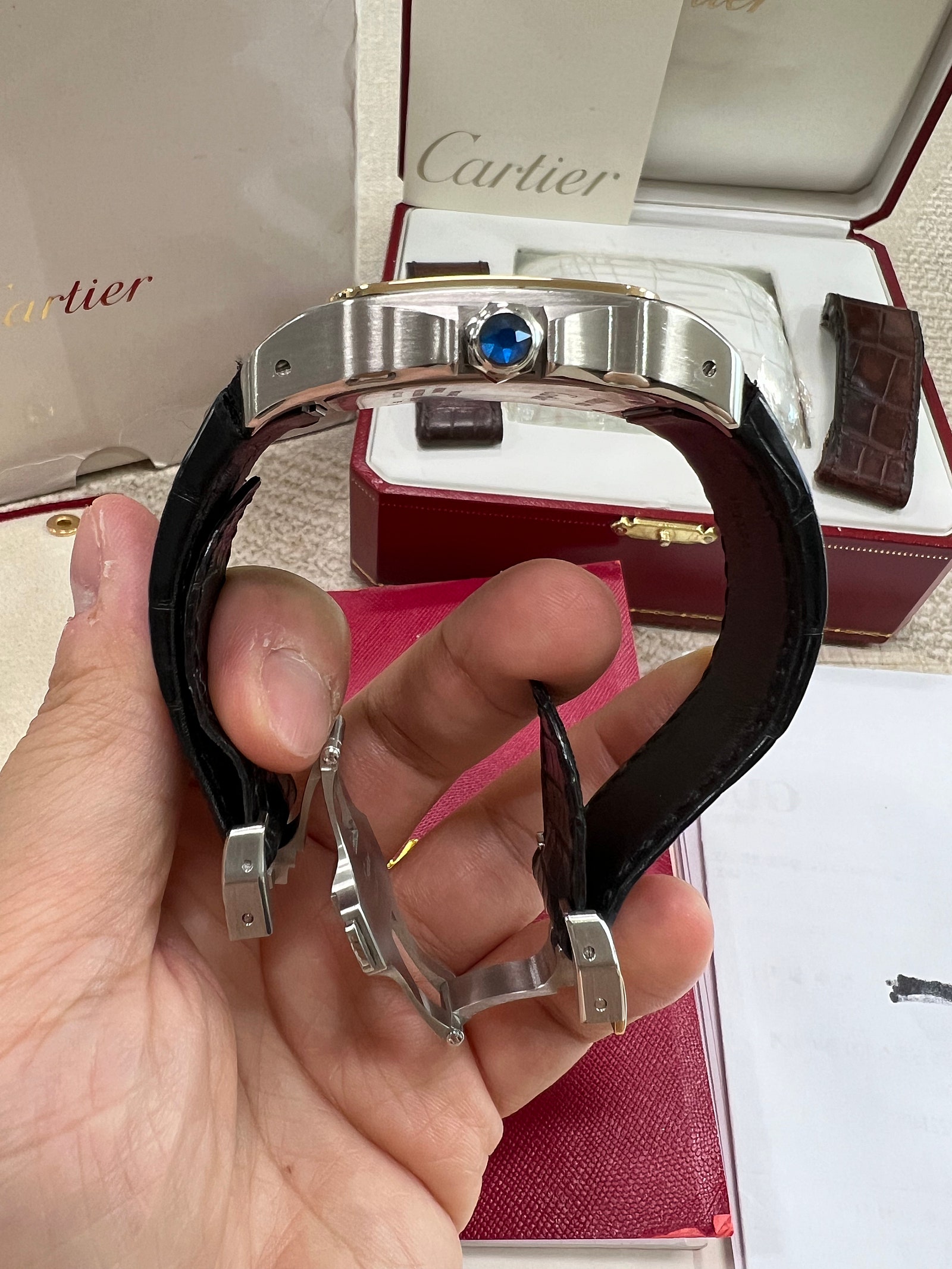 Santos 100 41.3  Stainless Steel / Yellow Gold 이미지 8