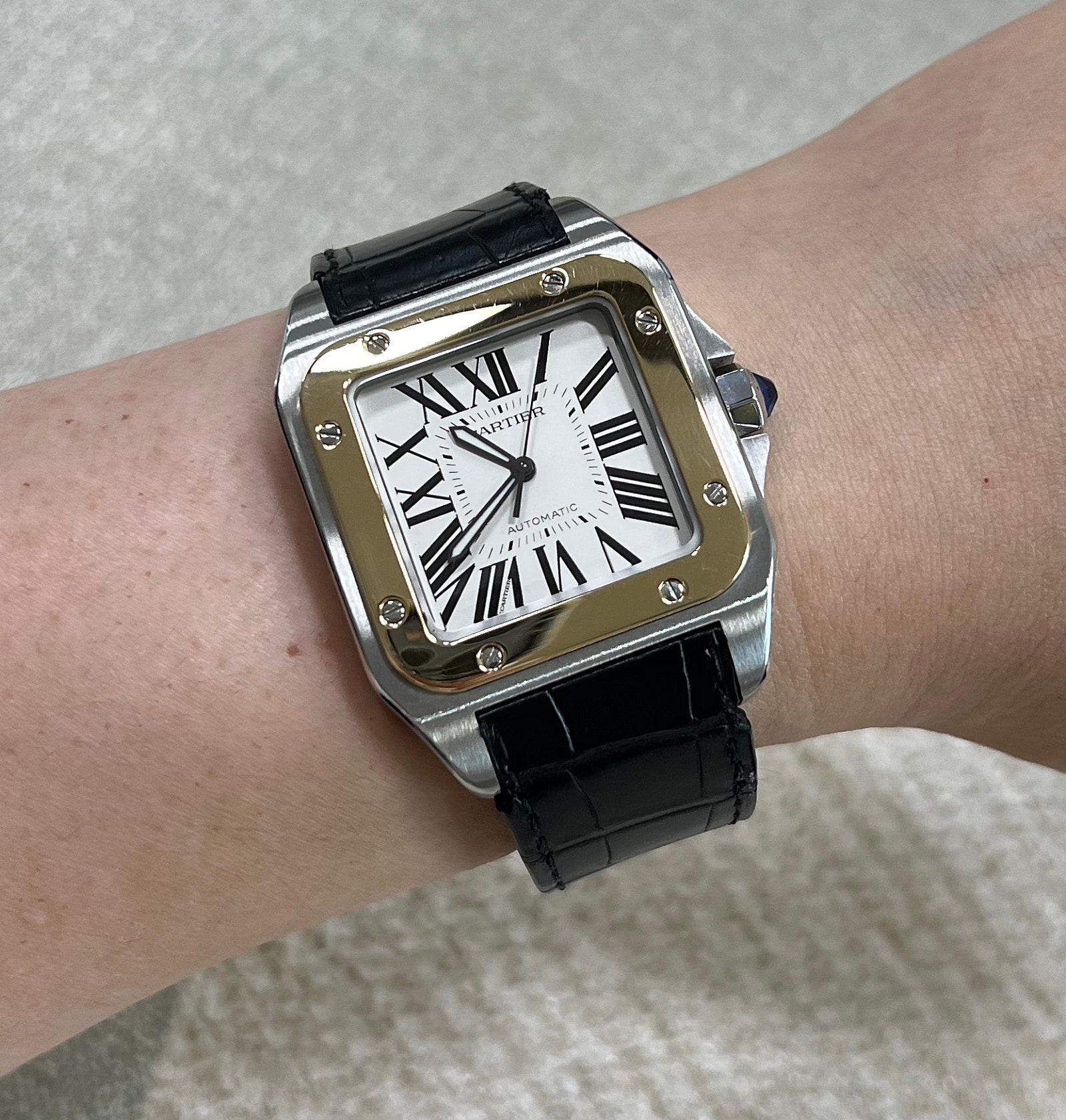 Santos 100 41.3  Stainless Steel / Yellow Gold 이미지 9