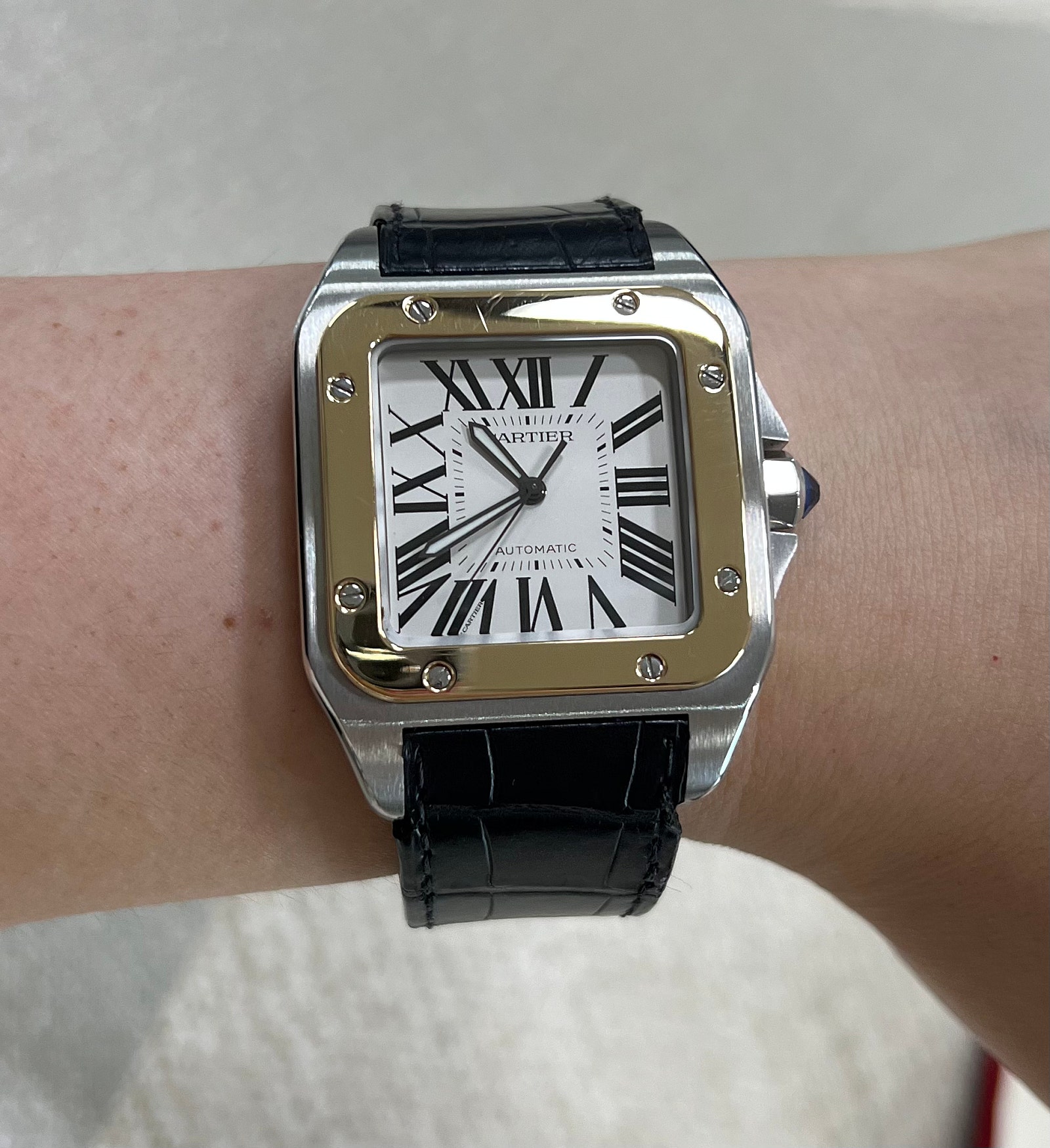 Santos 100 41.3  Stainless Steel / Yellow Gold 이미지 10